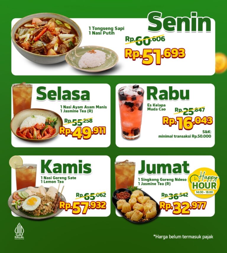 TONG TJI TEA HOUSE PROMO HARI KERJA